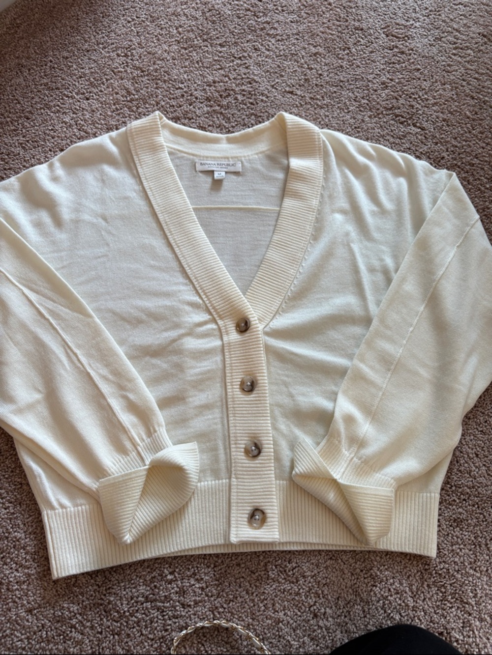 Banana Republic Ivory V-Neck Button Front Cardigan - Picture 4 of 4